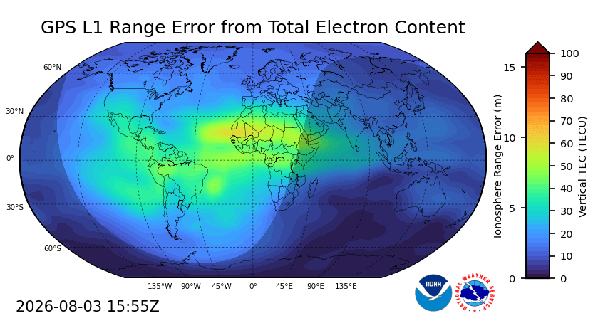 Mapa global de TEC (NOAA SWPC GloTEC)
